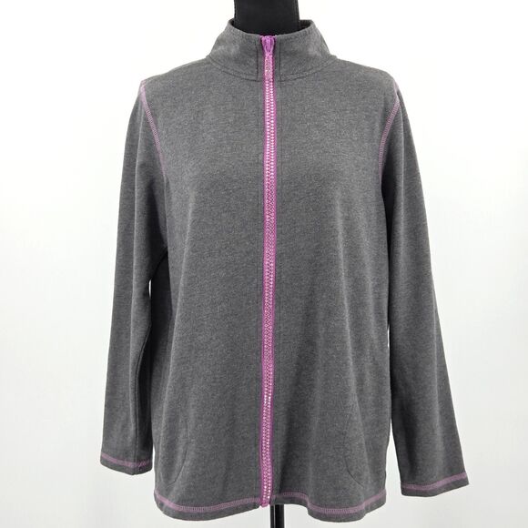 Quacker Factory Fleece Jacket Womens Size Medium Full Zip Mock Neck Fall Winter - Picture 2 of 10